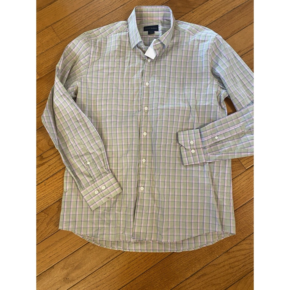 Scott Barber NWT Men's Long Sleeve Cotton Dress Shirt Plaid Size Large